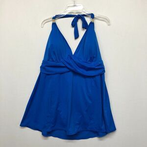 Jaclyn Smith Women One Piece Halter Neck Swimsuit Size 18W / M Blue B258 -3